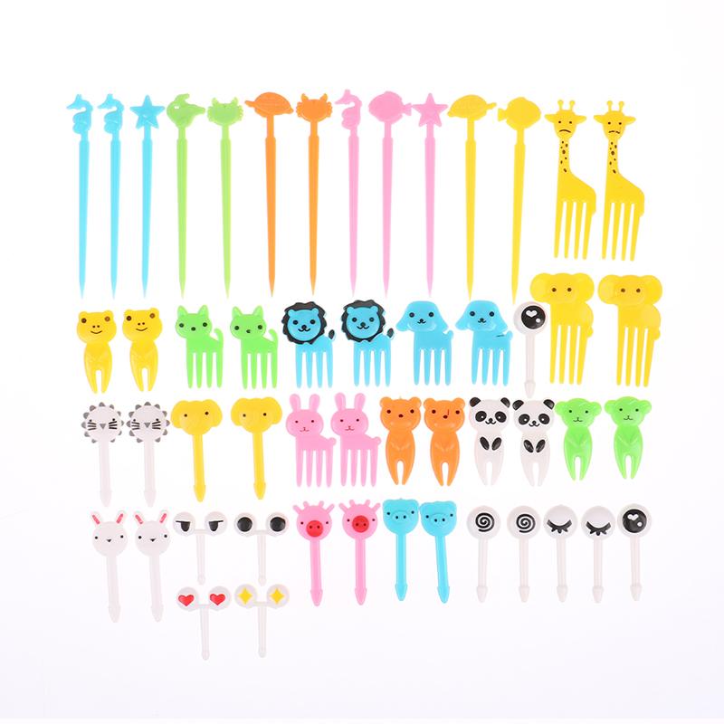 52 шт мини-мультяшная вилка для фруктов с животными, детская десертная вилка, украшение для вечеринки