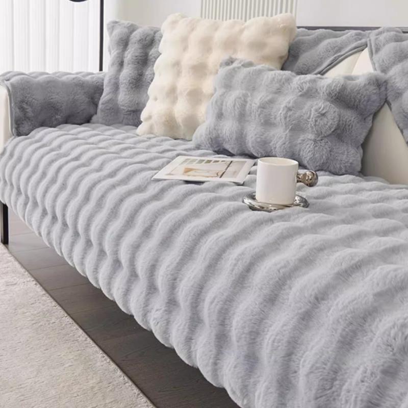 Universal Square Shape Plush Sofa Cover Thicken Rabbit Sofa Towe Winter for Living Room L Non-slip Sofa Mat Sofa Blanket Couch Cushion