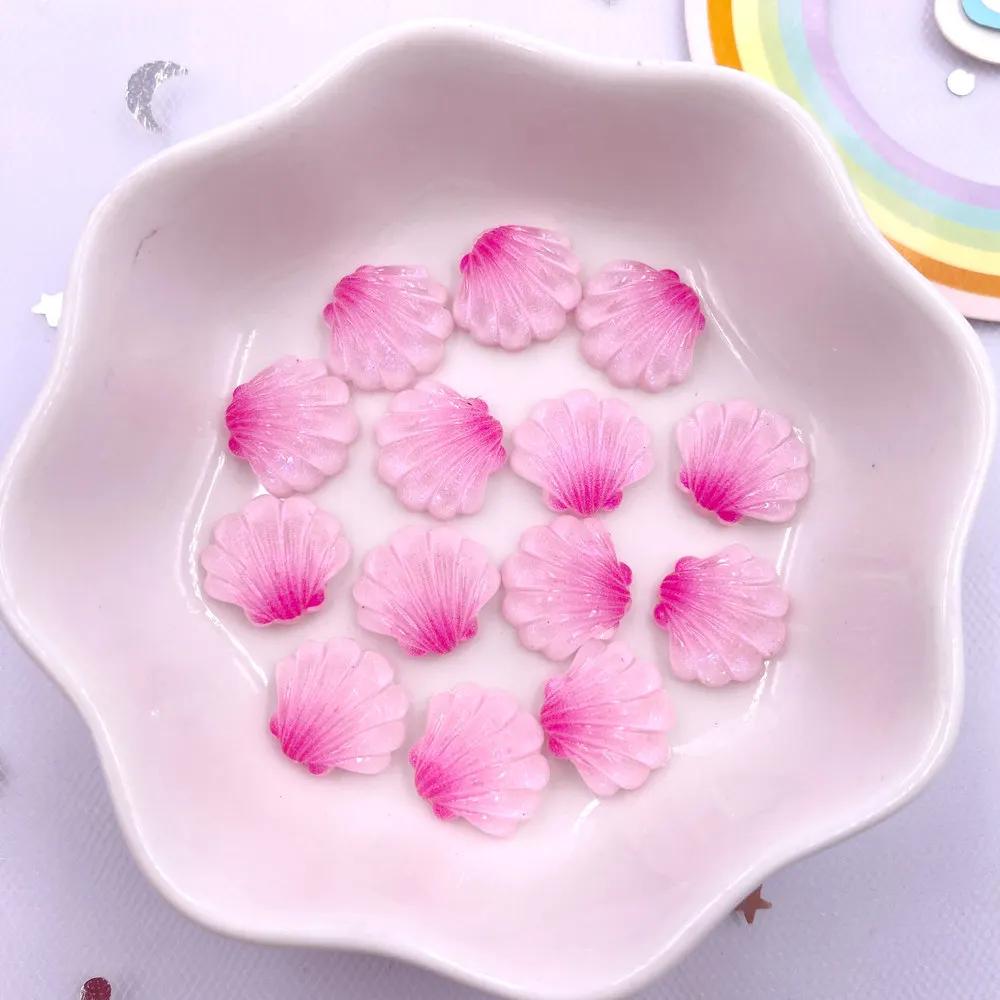 50pcs Glitter Mixed Resin Mini Colorful Mermaid Tail Shell Starfish Seahorse Conch Flatback Figurines Rhinestones Nail Art DIY Scrapbook Accessories