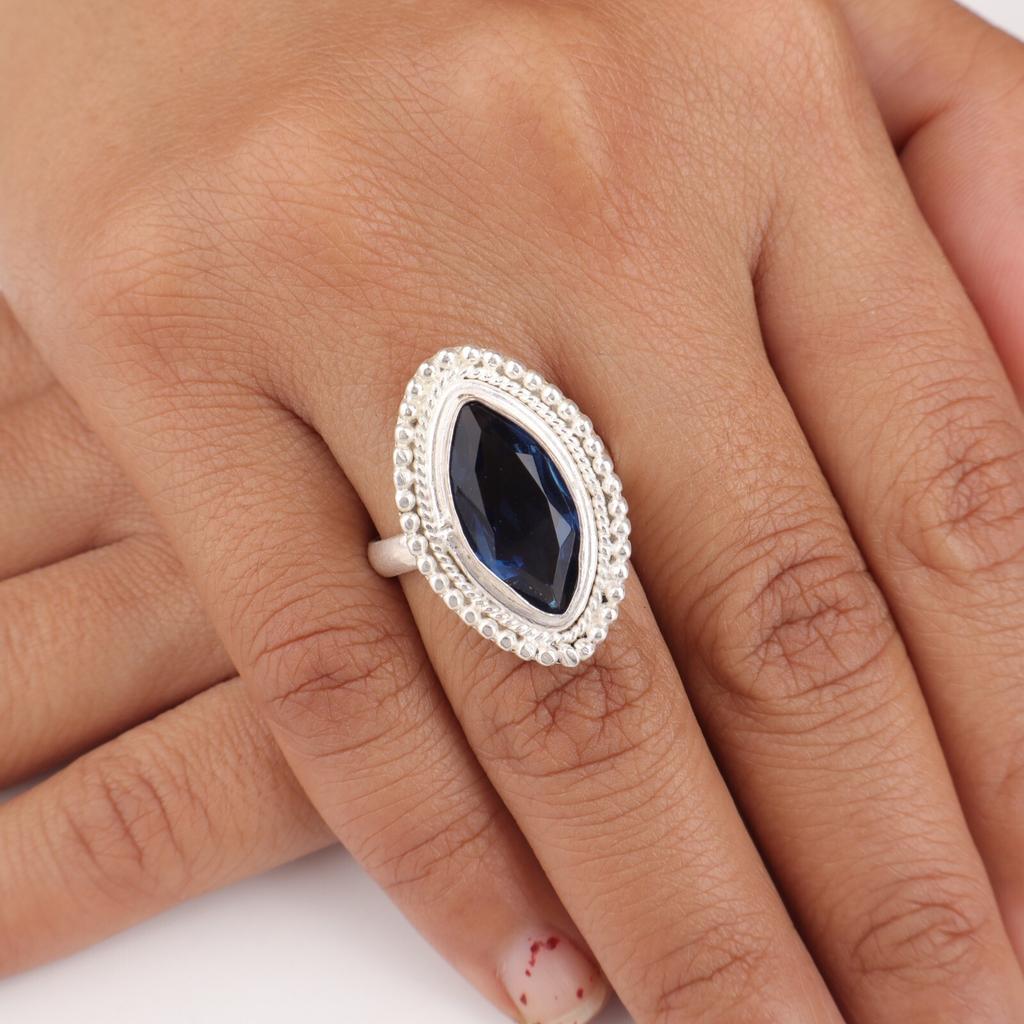 Natural London Blue Topaz Gemstone 925 Sterling Silver Handmade Jewelry Ring RR-26-5