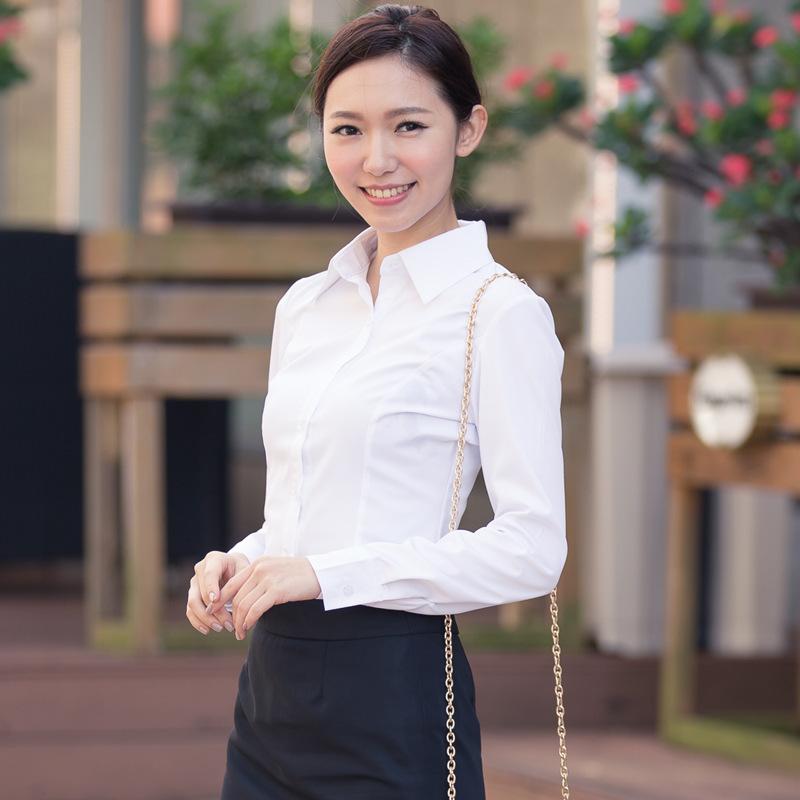 Spring Autumn Korean White Shirt Women's Lapel Shirts Ladies Long Sleeve Slim Fit Professional Tops