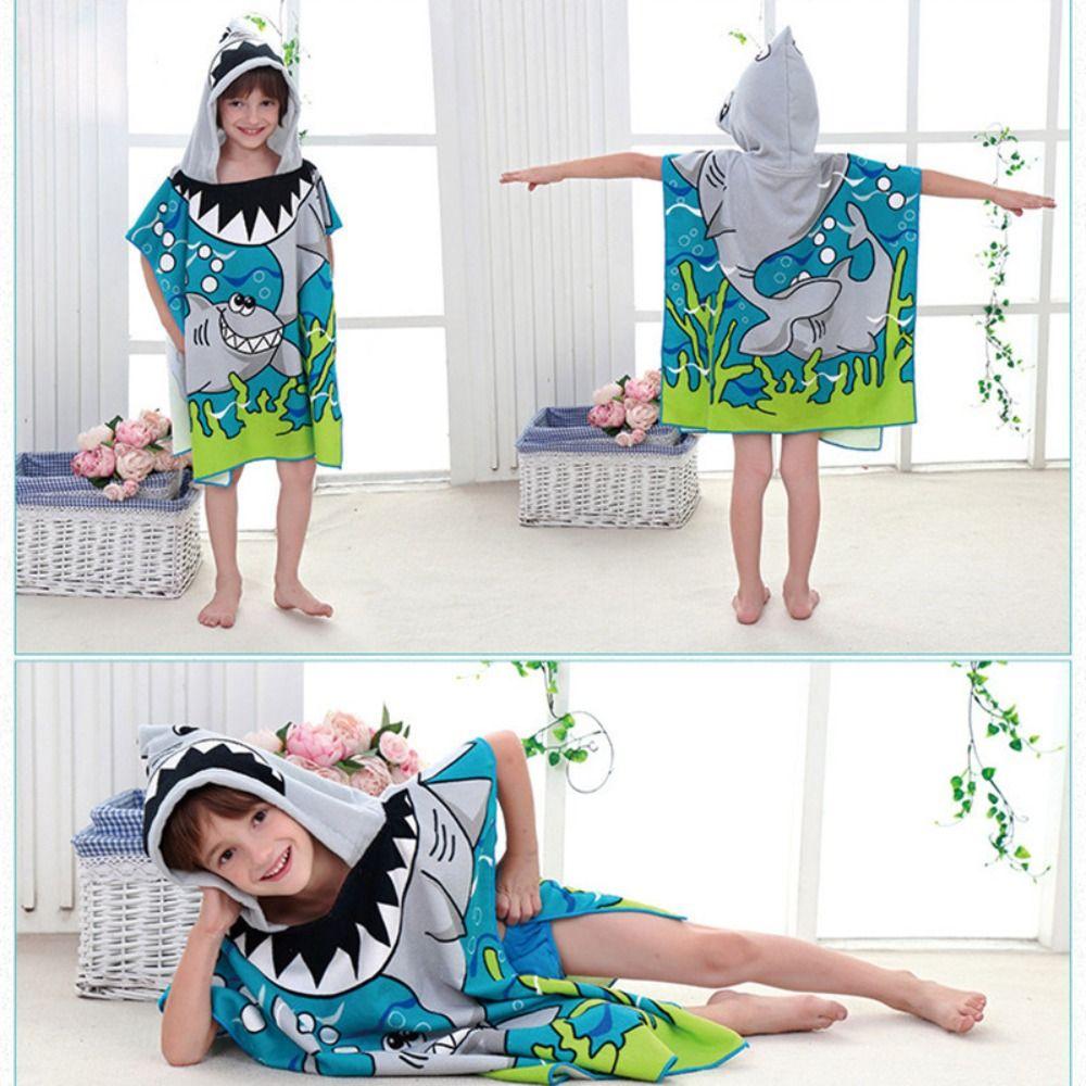 Beach for Boys Girls Microfiber Cloak Towel Bathrobe Hooded Towel Robe Hooded Poncho Towel