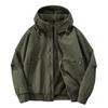 Jacket Men's Autumn and Winter Fleece Thickened Functional Washed Tooling Top Loose Large Size Cotton Hooded Jacket