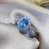 Trendy Sky Blue Topaz Simulated Stone Adjustable Ring for Women