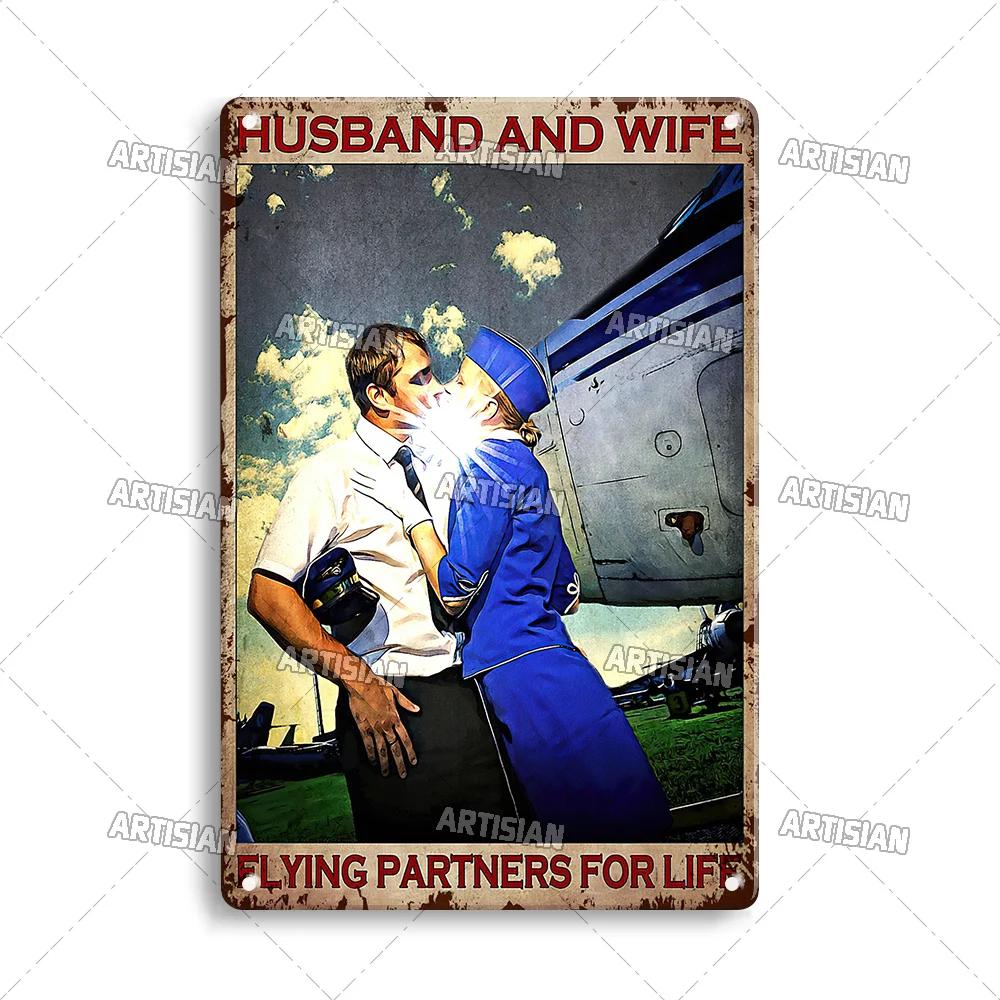 Artisian Pilot Metal Sign Flight Attendant Tin Plate Airplane Aviation Decorative Plaque Wall Decor Garage Bar Pub Club Hotel