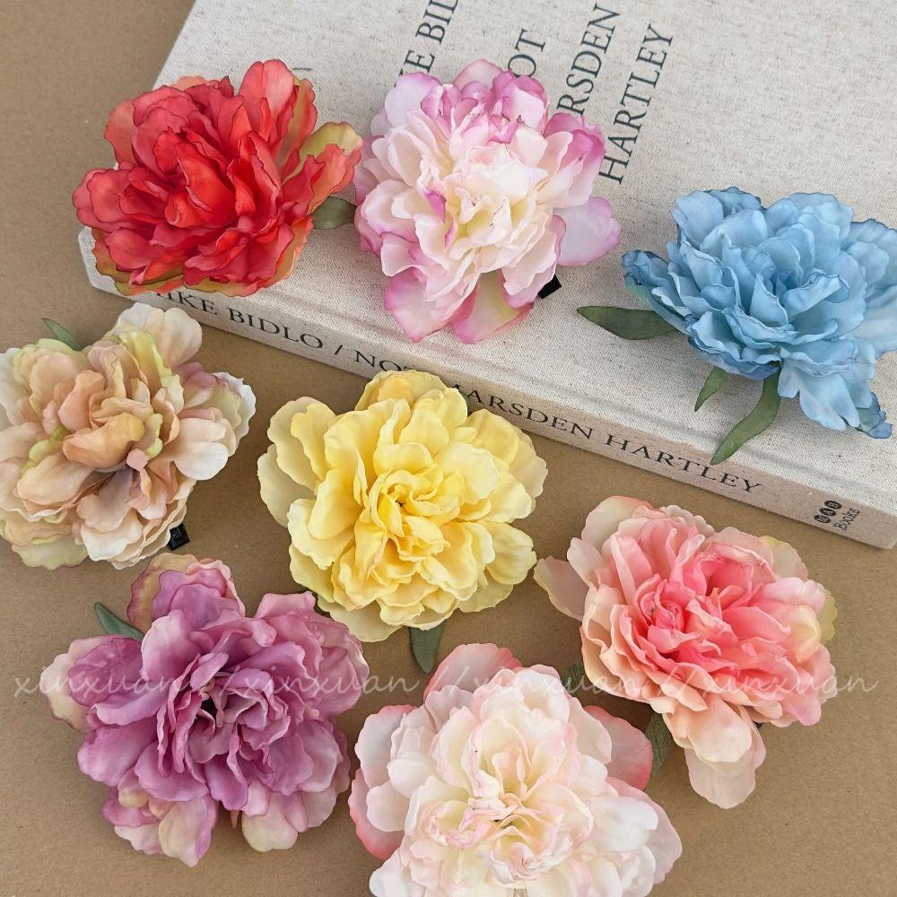 Летняя заколка для волос с имитацией цветов, красочные заколки для волос с искусственными цветами, новая заколка для волос с цветком пиона