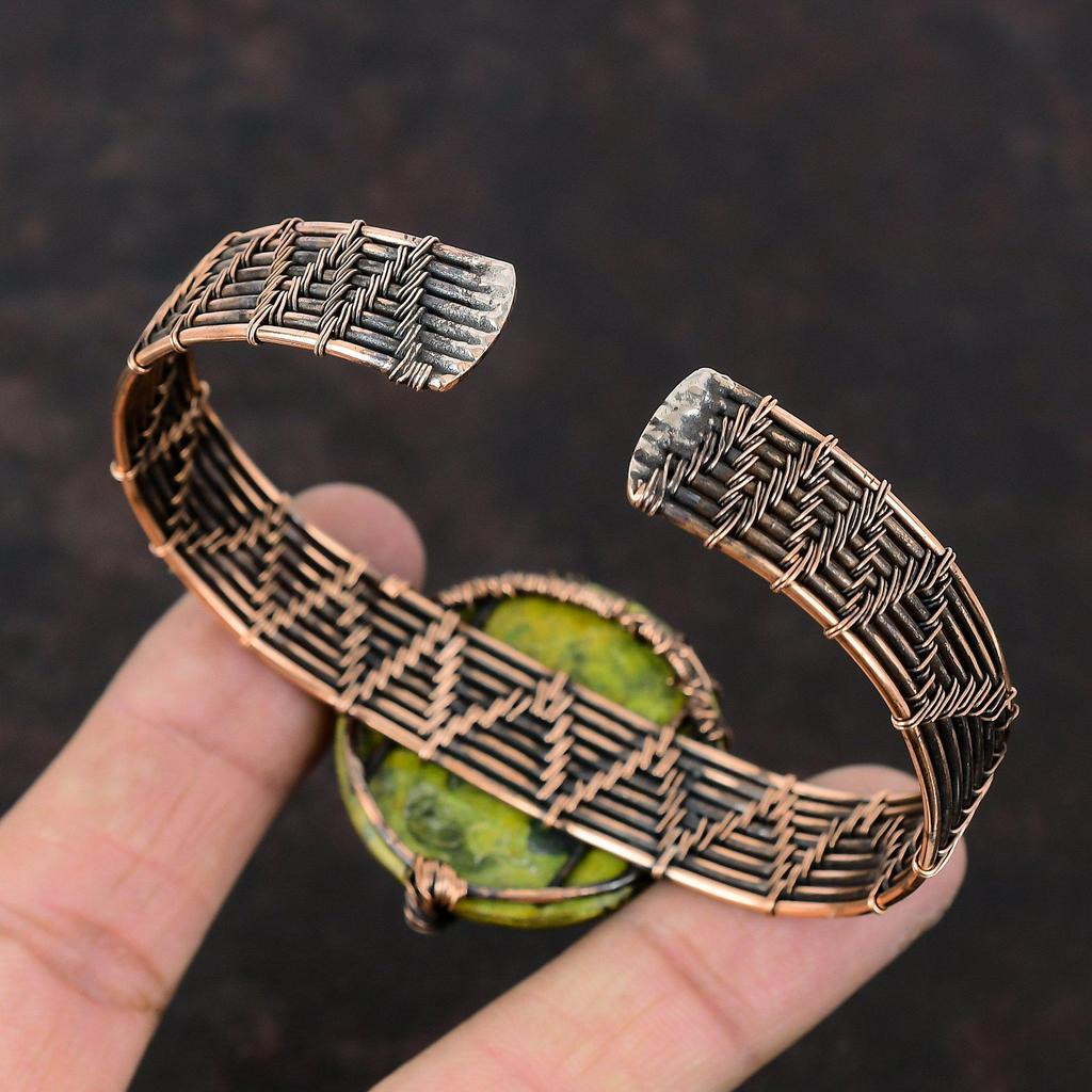 Браслет-манжета из медной проволоки с древом жизни, регулируемый браслет-манжета ручной работы, браслет-манжета из драгоценных камней, очень красивые медные украшения