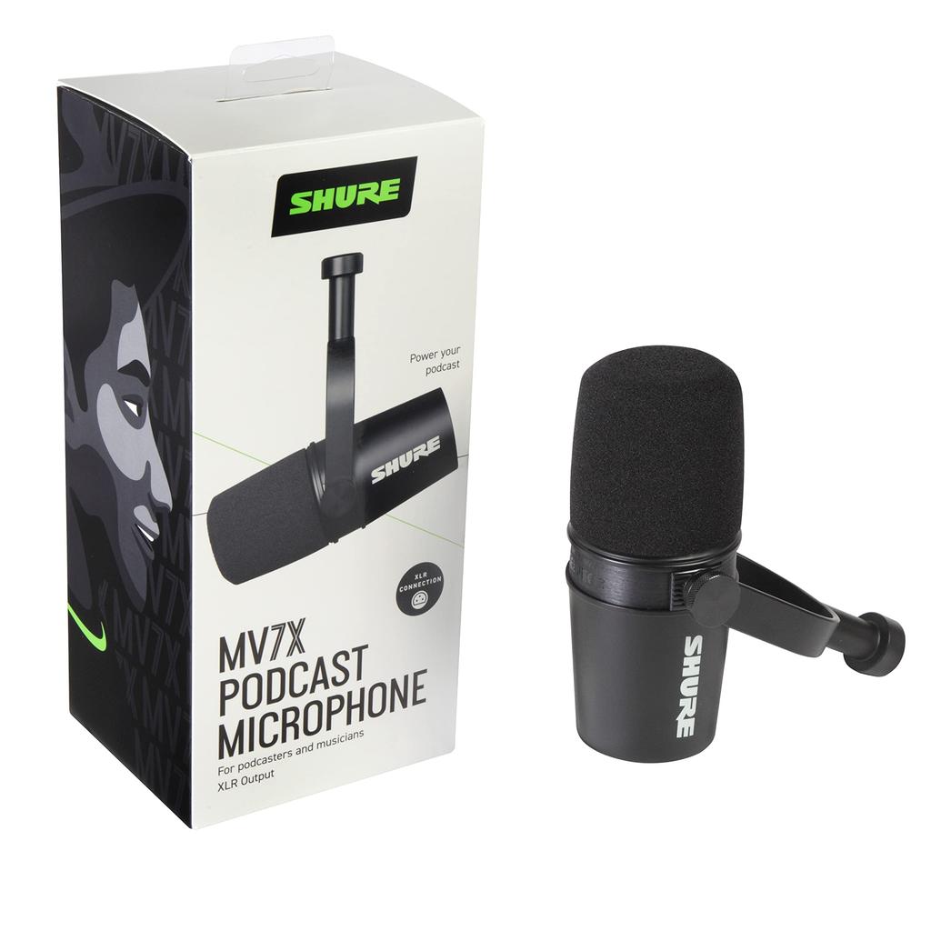 Shure MV7X Podcast Microphone Dynamic Microphone Cardioid Unidirectional XLR Wired Noise Removal Distribution Streaming YouTube Recording Recording