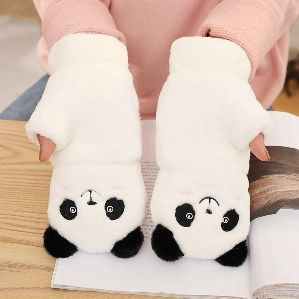 Protection Gloves Women Flip Gloves Autumn Winter Gloves Cartoon Panda Gloves Apparel Accessories