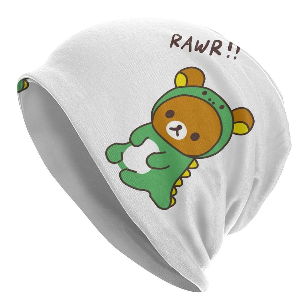 Rilakkuma Dino Dragon Bonnet Hats Autumn Winter Street Skullies Beanies Hat Unisex Warm Dualuse Caps