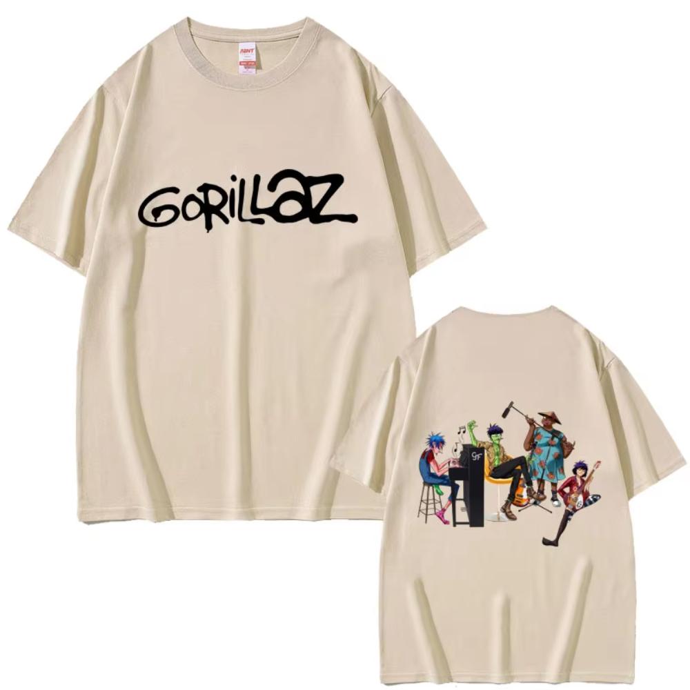Футболка Gorillaz Мужская Винтажная Оверсайз Уличная Одежда Мужчины Женщины Хип-Хоп Готика Ретро Футболка С Принтом