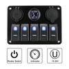5 Gang LED Rocker Switch Panel For Marine Car Rv Vehicles Truck With Fuse 12/24V Outlet Dual USB Slot Socket Digital Voltage