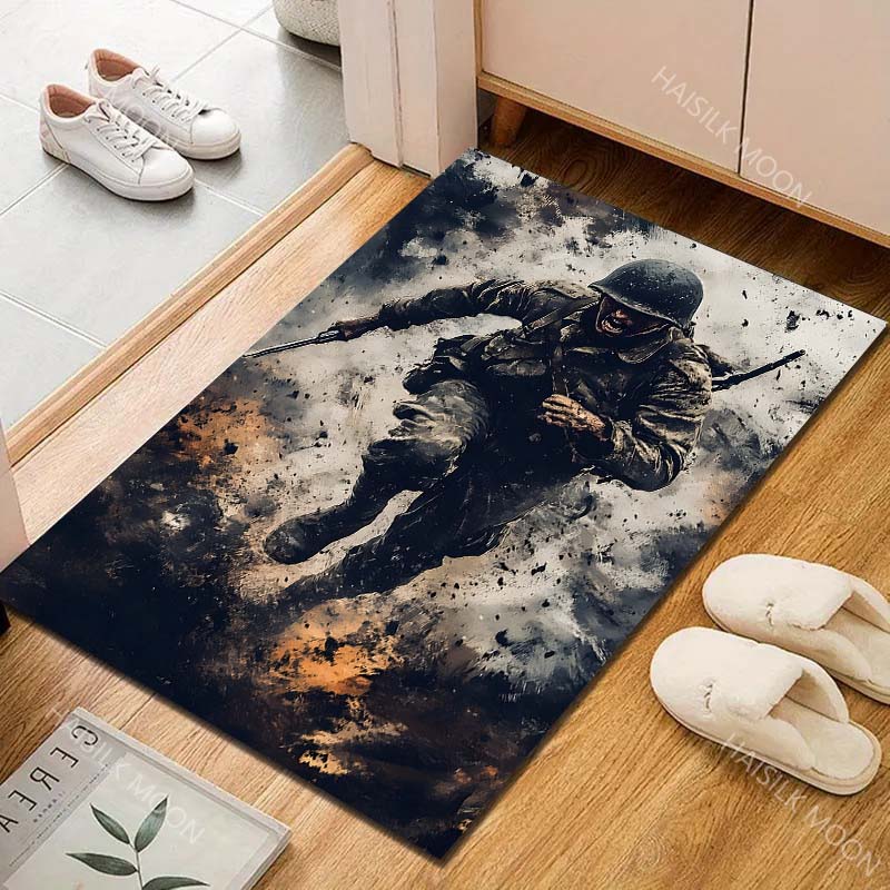 1PC Charging soldier battlefield explosion fire smoke Carpet for Living Room Bedroom Sofa Home Decor Rus Non-slip Floor Mat