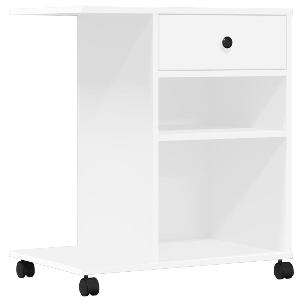 Printer Stand with Casters White 60 x 40 x 68.5 cm