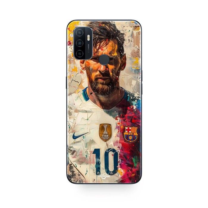 Coque de téléphone - MANIACASE - Oppo A32 - Silicone TPU - Noir - Messi Barcelone 10
