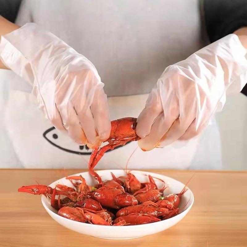 50Pcs/Box Latex Free Gloves Tpe Disposable Gloves Transparent Non-Slip Acid Work Safety Food Grade Household Cleaning Gloves