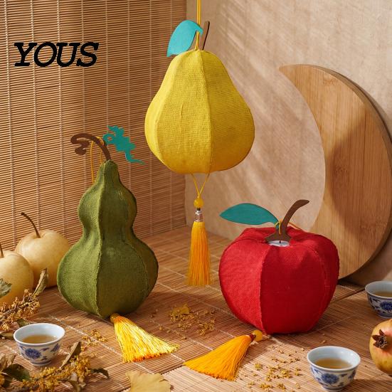 Фонарь из льняной ткани DIY Набор с тканевыми фруктами, Груша Хурма Тыква Светящийся Праздничный набор Поделки, Игрушка для ручной сборки для декора Праздника середины осени