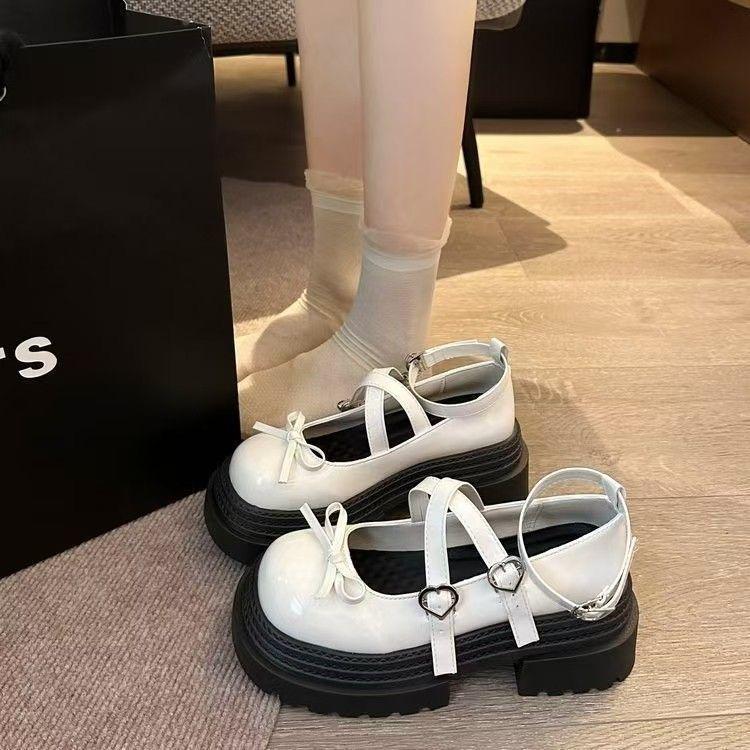 2025 весна и лето новые британские маленькие кожаные туфли женские милые и крутые туфли Мэри Джейн на платформе с юбками универсальные одинарные туфли женские