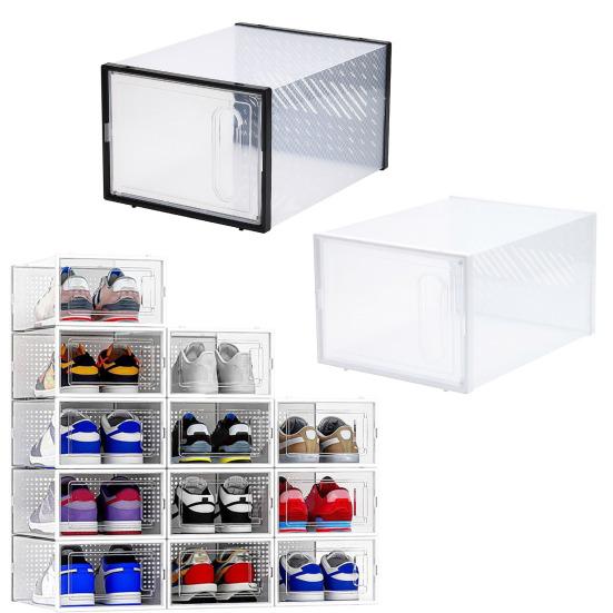 Transparent Shoe Box Stackable Design High Strength Large Capacity Dustproof Clear Shoe Organizer Magnetic