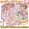 1 набор мультяшных ресторанных миниатюрных сцен для пекарни, 3D-наклеек для ландшафтного дизайна, визуальные трехмерные наклейки для укладки