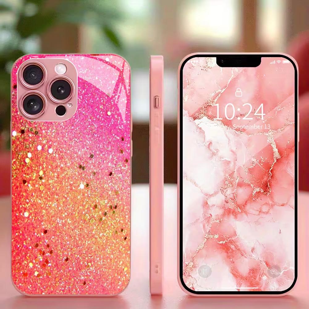 Посеребренный Чехол из Закаленного Стекла для Телефона для iPhone Чехол для 11/12/13/14/15/16/17 Pro MAX