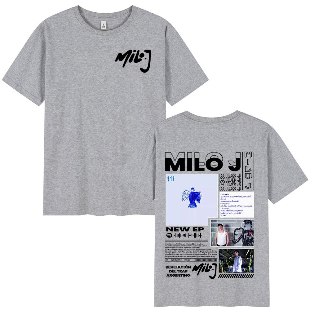 Rapper Milo J 111 Album Graphic Print Tshirts Unisexs Women Fashion Hip Hop Oversized T Shirts Cotton Casual Short Sleeve Tshirt