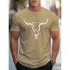[Bull Skull Print Tee] Casual Bull Skull Print T Shirt - Short Sleeve Tees For Men - Summer
