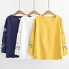 Blouse Women Linen T Shirt Long Sleeve Ladies Plus Size Top Tunics O Neck Solid Color Casual Clothes