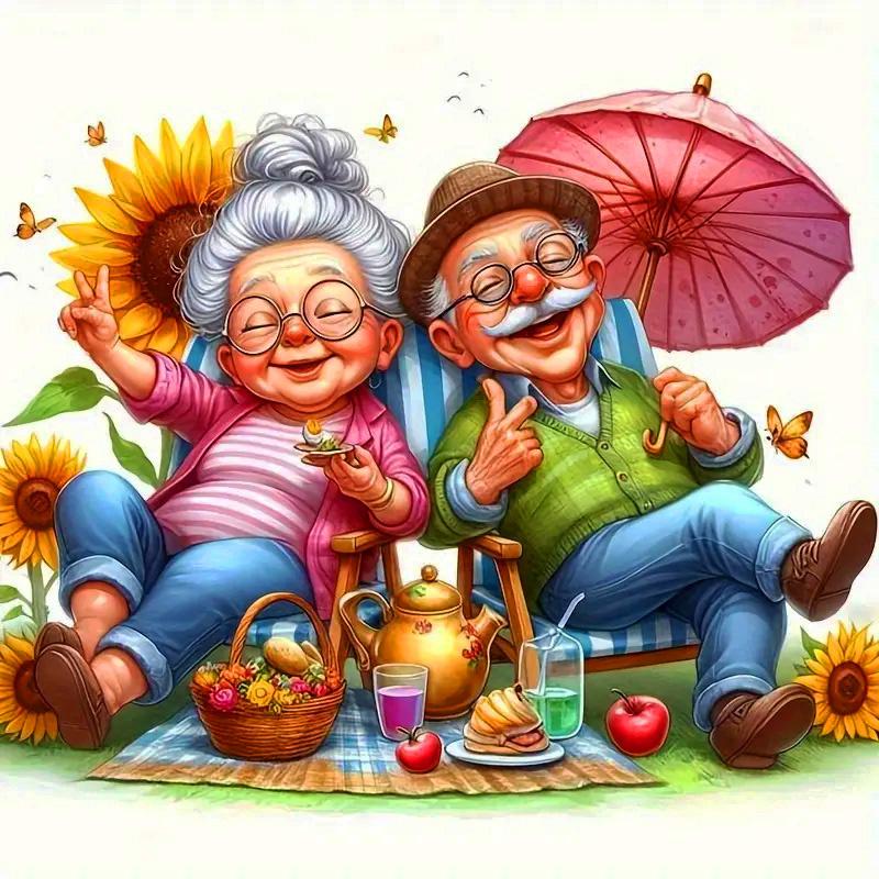 Diy Diamond Painting Grandma Portrait Full Round Square Diamond Woman Old Cartoon New Home Decoration Craft Kit