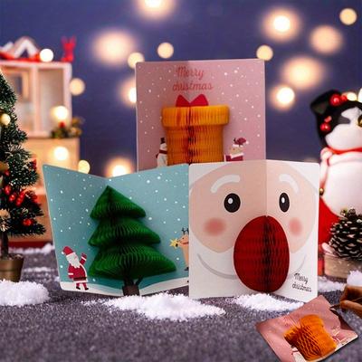 3D Pop-Up Рождественские открытки с наклейками для запечатывания конвертов, Сотовые Рождественские открытки, Милая открытка «С Рождеством», Праздничное поздравление, Подарок