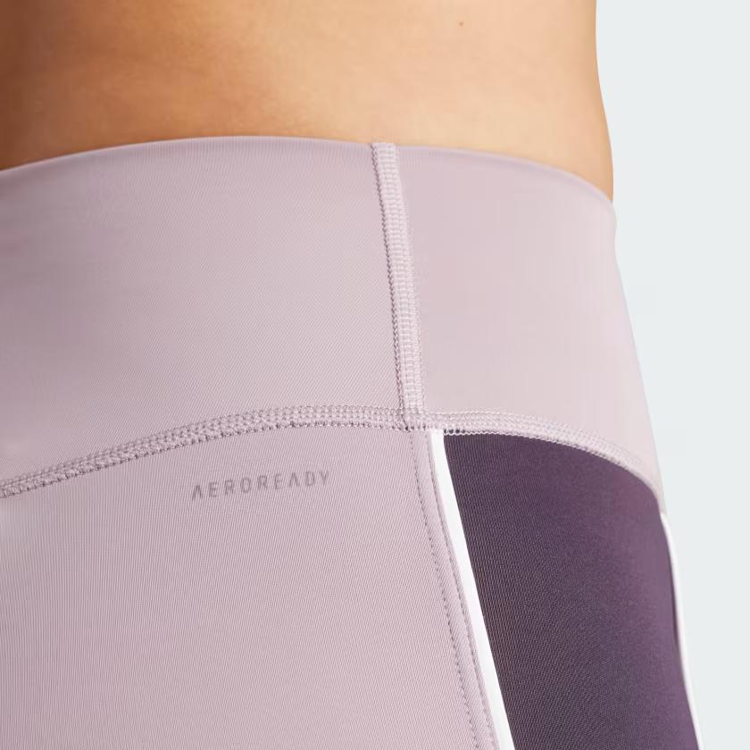 adidas Optime Hr Cb Леггинсы 7/8 Color Block Высокая Талия Облегающий Крой Спортивные Штаны Женские леггинсы Фиолетовый IN5888
