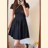Feeling Hepburn style women's summer new design feeling waist and thin age reduction short dress black dress