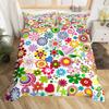 Exotic Floral Duvet Cover Abstract Geometric Bedding Set Microfiber Flowers Leaves Comforter Cover King For Girls Adult Bedroom