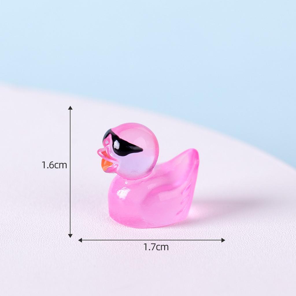 Adorable Resin Miniature Duck Figurine With Glow In The Dark Sunglasses For Garden Decor