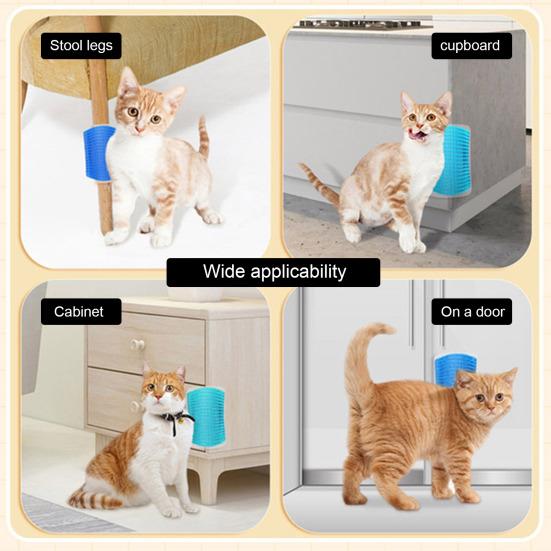 Cat Corner Scratcher Self-Grooming Massage Comb with Catnip Easy To Install Wall Corner Massage Comb Scratcher Grooming Brush Tool