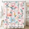 Bathroom Decor Personalized Shower Curtains for Families, Beautiful Floral Print In Pink Blue Colors – Modern Bathroom Accessori