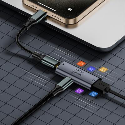 Портативный усилитель сигнала Type-C/USB3.2 Поддержка передачи данных и зарядки Кабель-удлинитель для принтера, мониторинга, камеры