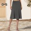 Женская юбка длиной до колена, летняя повседневная юбка-трапеция с высокой талией, расклешенная, эластичная, простая юбка-миди с отворотом