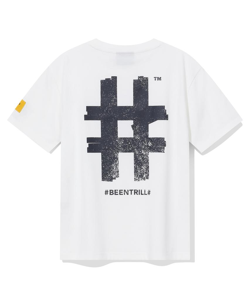 Женская футболка BEENTRILL с принтом-хэштегом, короткий рукав (Белый с оттенком)