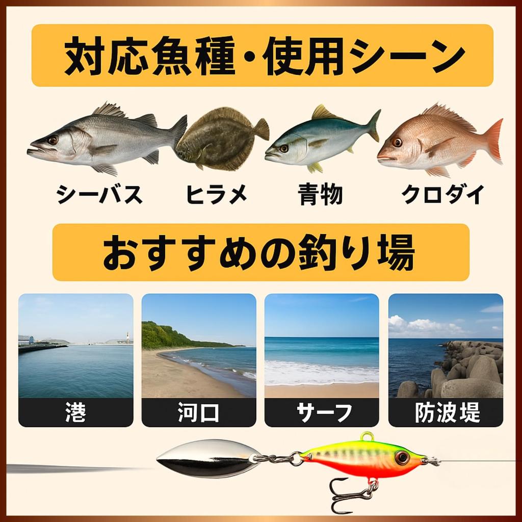 Spintail Jig, Vibe Lure, Bluefish, Flounder, Sea Bass, Metal, 5-Piece Set with Hooks (10g x 5) [Parallel Import]