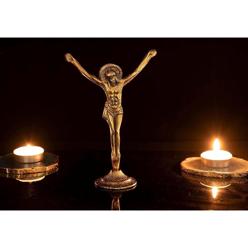 Jesus Statue Religious Status for Gift for Home Decoration Dashboard Jesus Gift Items Metal Statue Gold, Silver & Copper Christmas (Pack of 3)