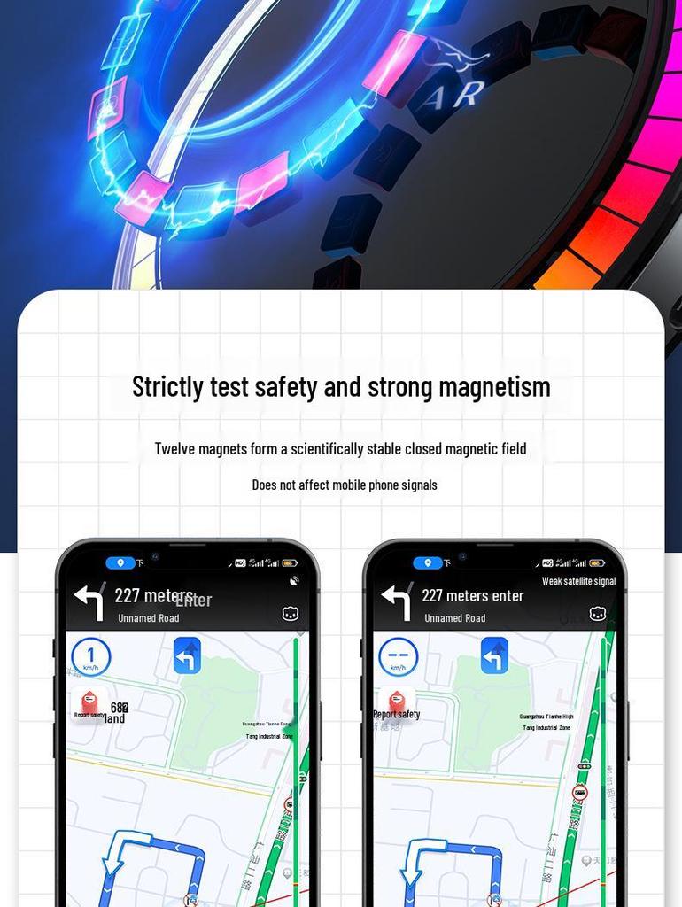 Jaguar Wireless Magnetic Phone Holder & Fast Charger with LED Ambient Light, Compatible with Apple