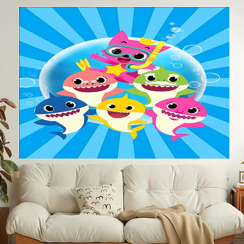 1pc Baby Shark Tapestry, Living Room, Bedroom, Office, Party Decor, Ideal Festive Gift