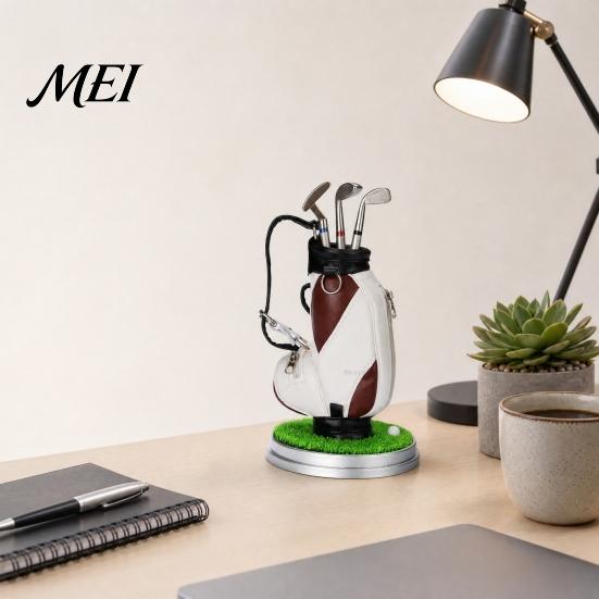 Personalized Desk Accessories Golf Pen Holder Set, Mini Bag Organizer with 3 Boss Club Pens, Novelty Office Decor for Men, Business Gift Desktop Men