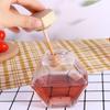 Hexagon Home with Wooden Dipper Glass Cork Lid Dispenser Honey Pot Storage Container Honey Jar
