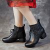 Shoes Women's Thick Heel Soft Sole Velvet Short Boots New Autumn and Winter Women's Shoes Retro First-layer Cowhide Cotton Shoes