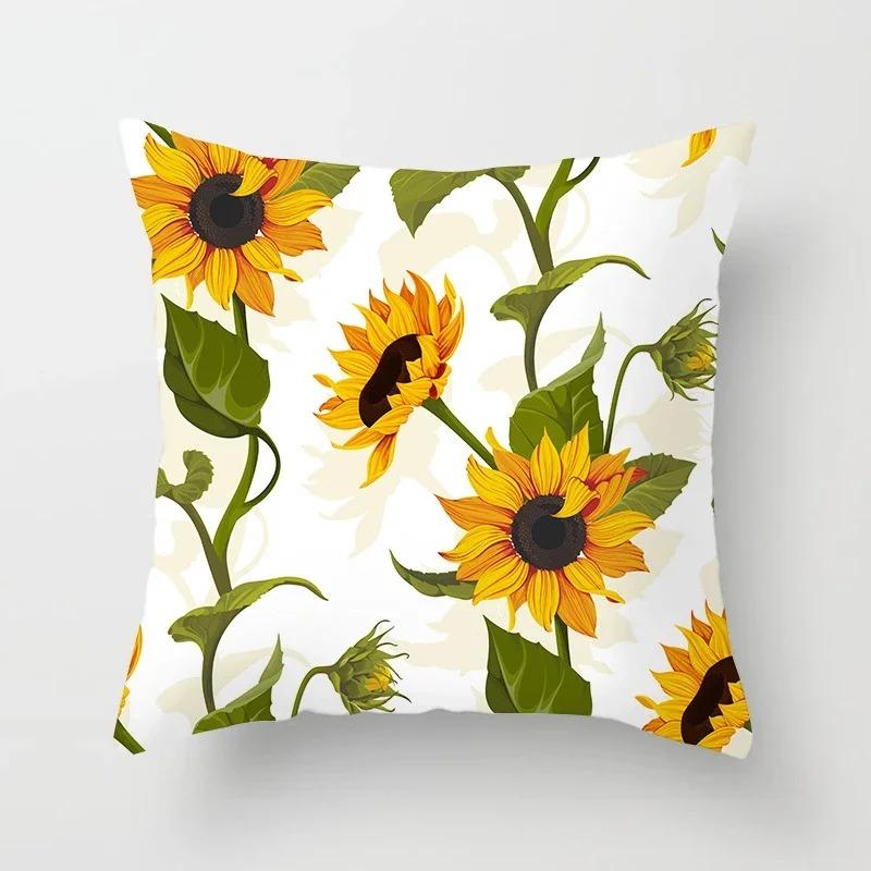 Office Living Room Home Pillowcase Sunflower Print Pattern Pillowcase Car Ornaments