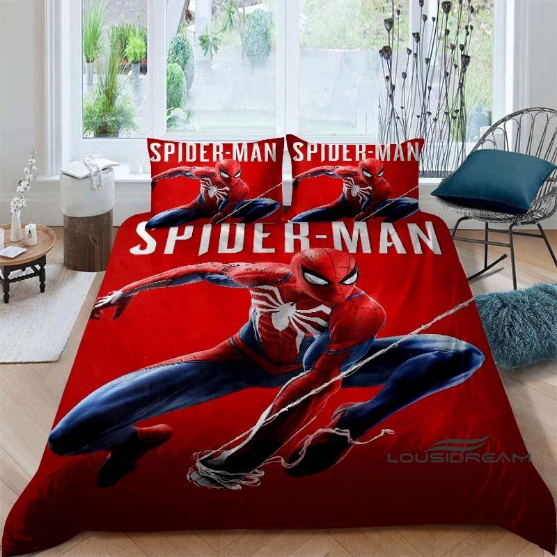 Cartoon pattern duvet cover and pillowcase bedding set, bedroom decoration for boys and girls, Spider-Man themed gift for childr