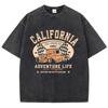 Футболки женские из хлопка Street Washed California Los Angeles с коротким рукавом Oversize O-Neck с потертостями Женская одежда