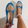 Fashion Love Rhinestone Shallow Mouth Women Flats 2025 Spring Autumn Casual Shallow Mouth Single Shoes Suede Soft Bottom Round Toe Flats